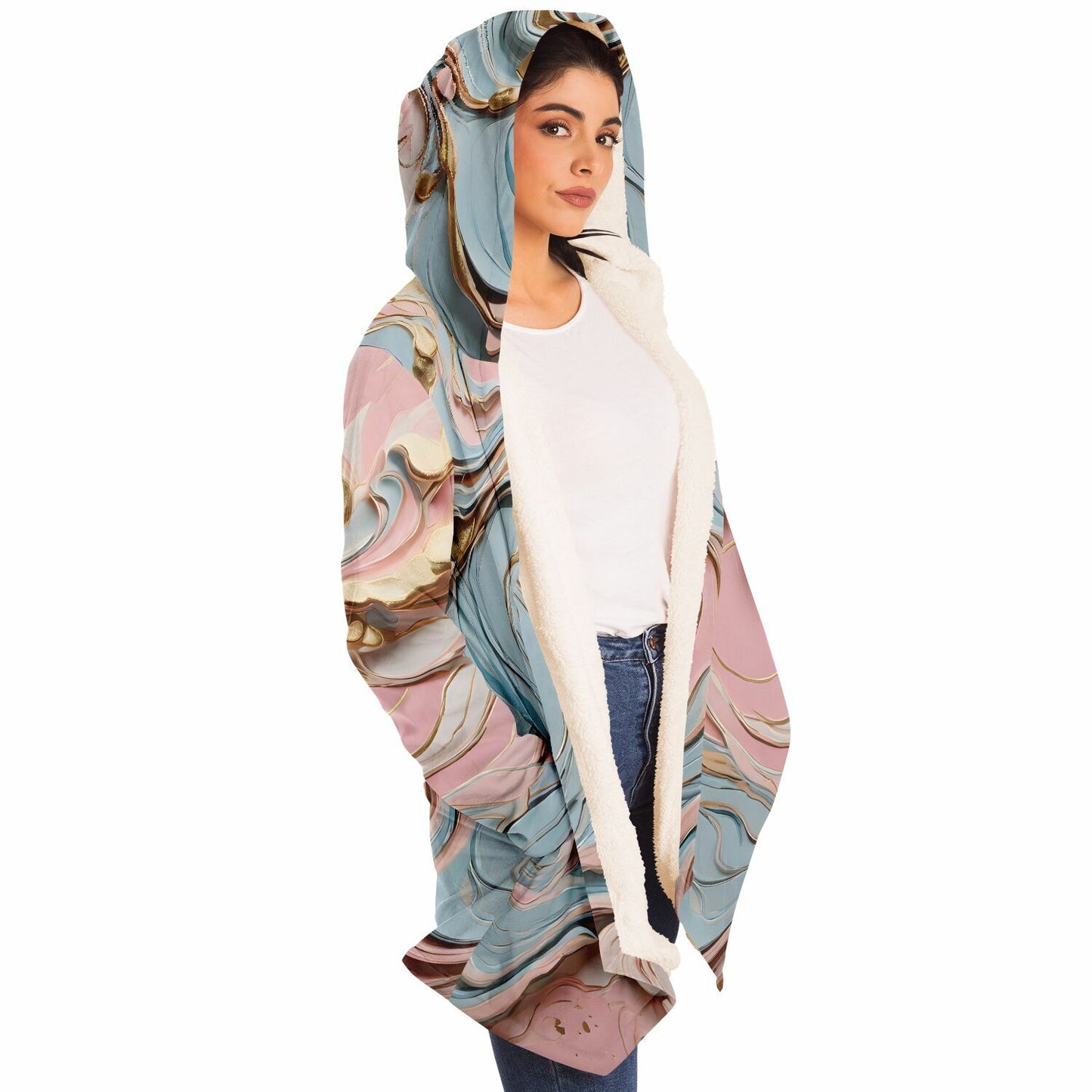 Bubblegum Festival Hooded Cloak - Sherpa Fleece with Fun Festival Aesthetics