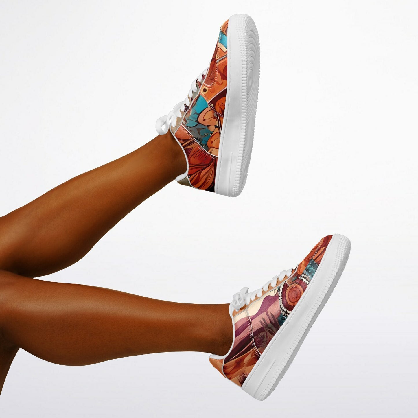 Boho Sunflower Festival Trainers - Rave Shoes with Bright Abstract Pattern