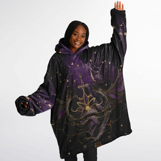 Celestial Purple Snug Hoodie - Festival Fleece Wearable Hoodie - Essentials Hoodie