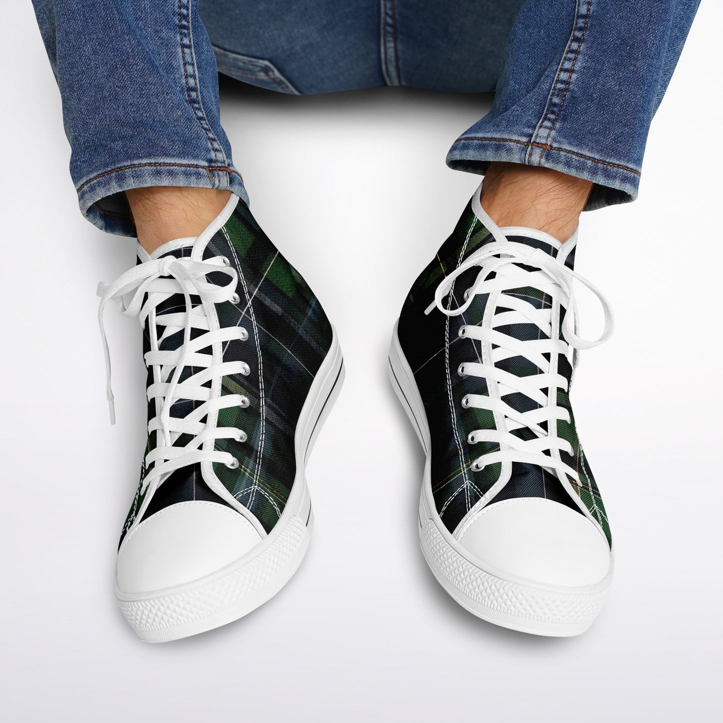 Green Tartan High Tops - Festival Sneakers