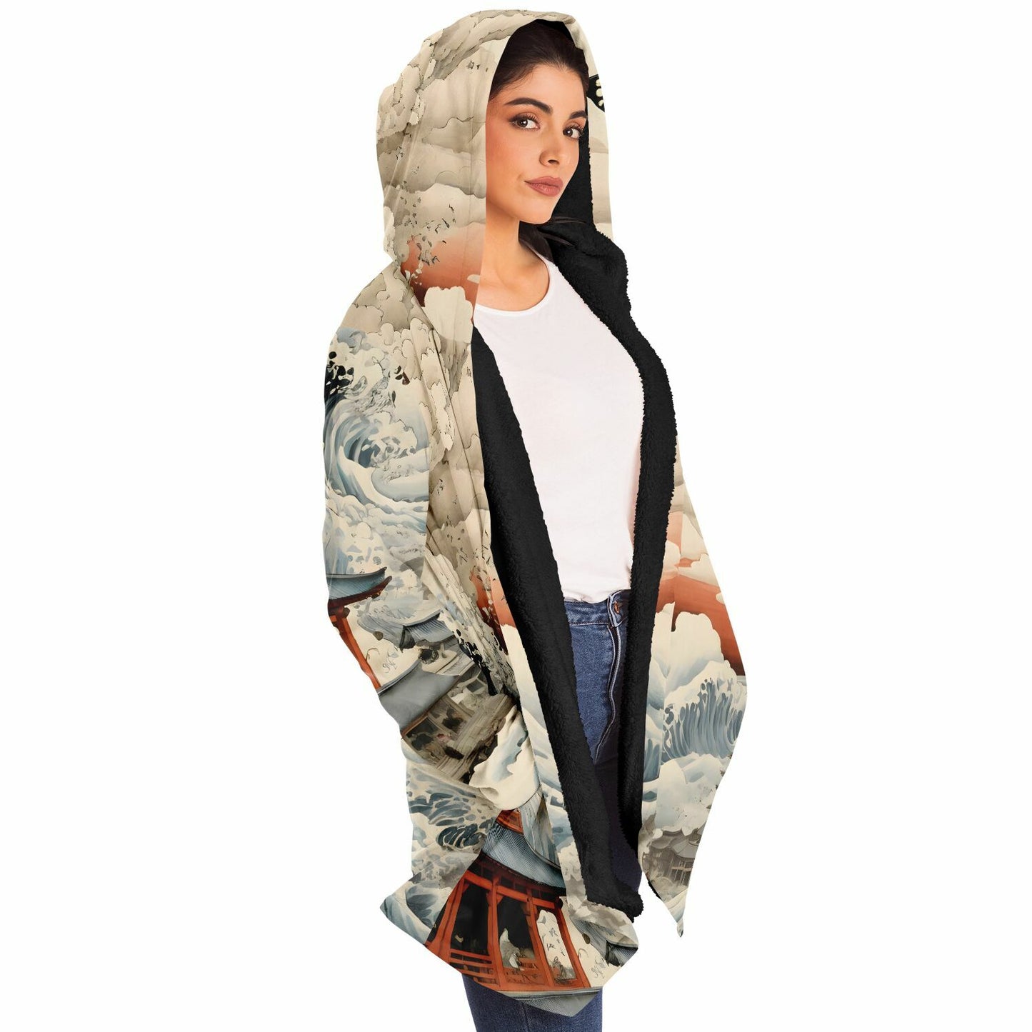 Mothra Hooded Cloak - Sherpa Fleece Fantasy Art with Anime Aesthetic