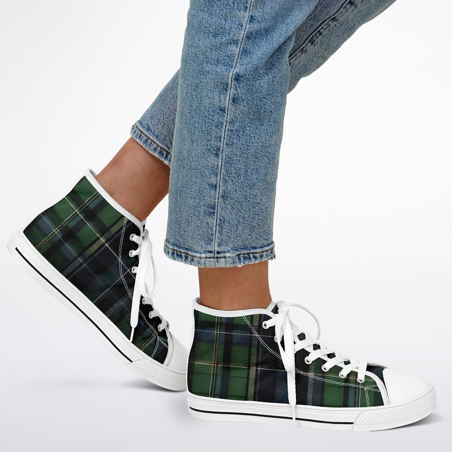 Green Tartan High Tops - Festival Sneakers