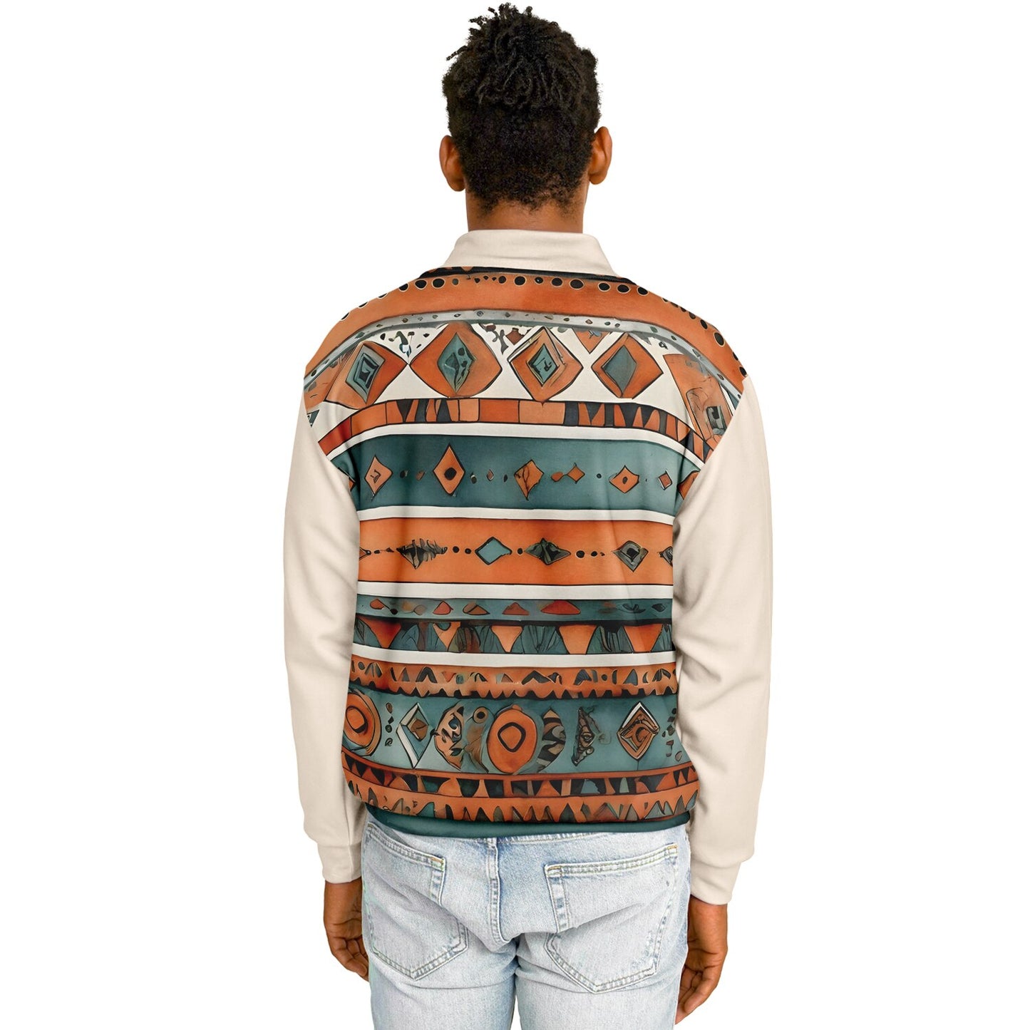 Abstract Baseball Jacket - Festival Style Comfort with Bright Patterns