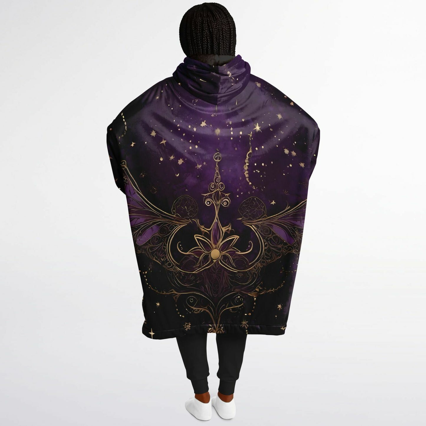 Celestial Purple Snug Hoodie - Festival Fleece Wearable Hoodie - Essentials Hoodie