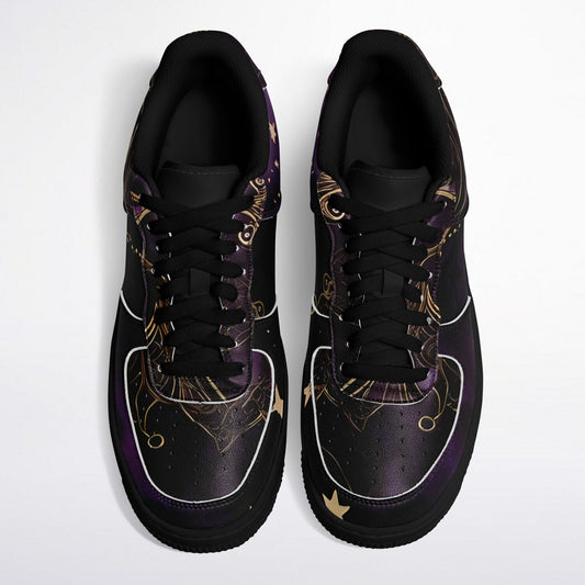 Celestial Purple Boho Rave Shoes - Durable Festival Trainers with Purple and Gold Accents