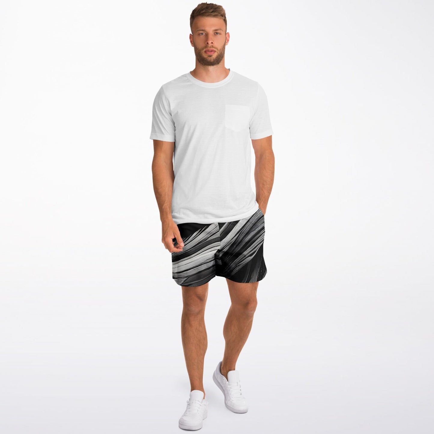 Black and White Swirls Athletic Shorts