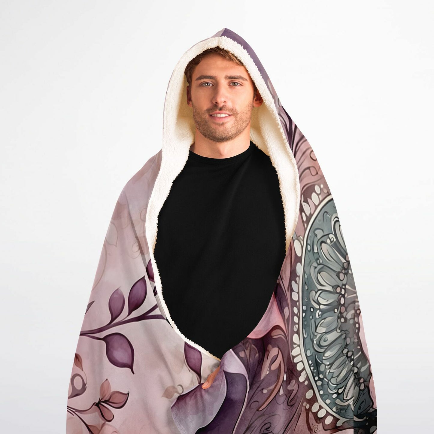 Lavender Festival Hooded Blanket - Fleece Blanket with Boho Floral Print