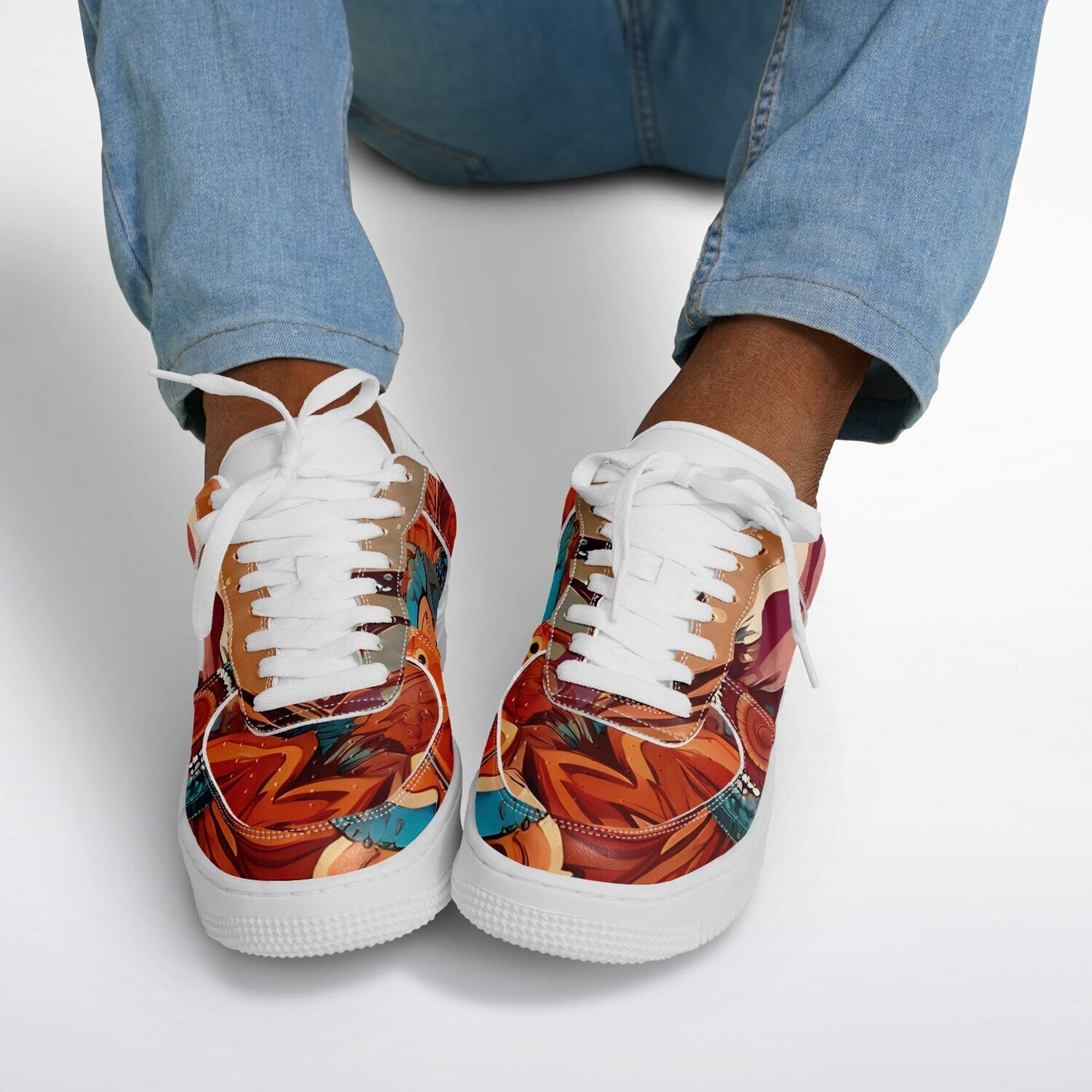 Boho Sunflower Festival Trainers - Rave Shoes with Bright Abstract Pattern