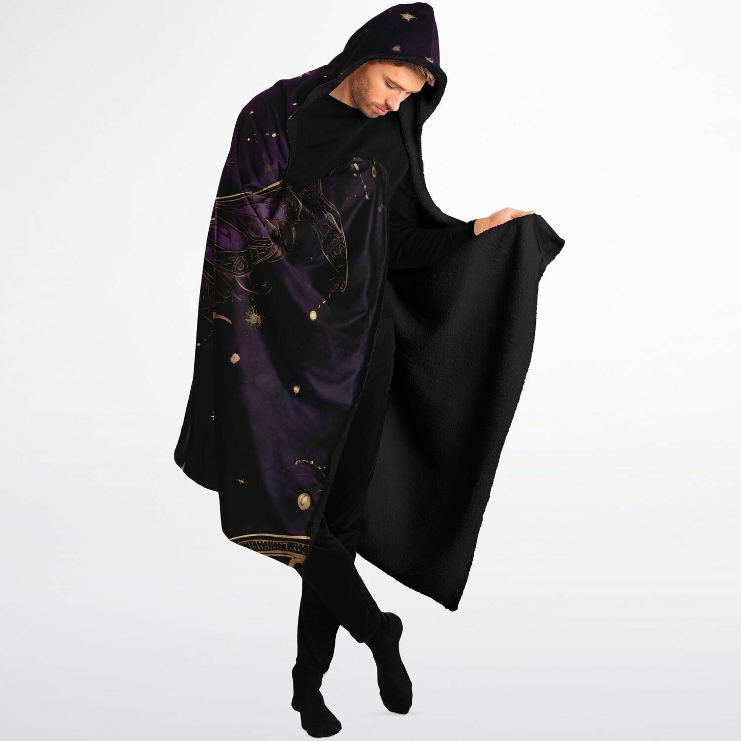 Purple Gothic Hooded Blanket - Fleece Blanket with Gothic Moonlight Festival Aesthetic