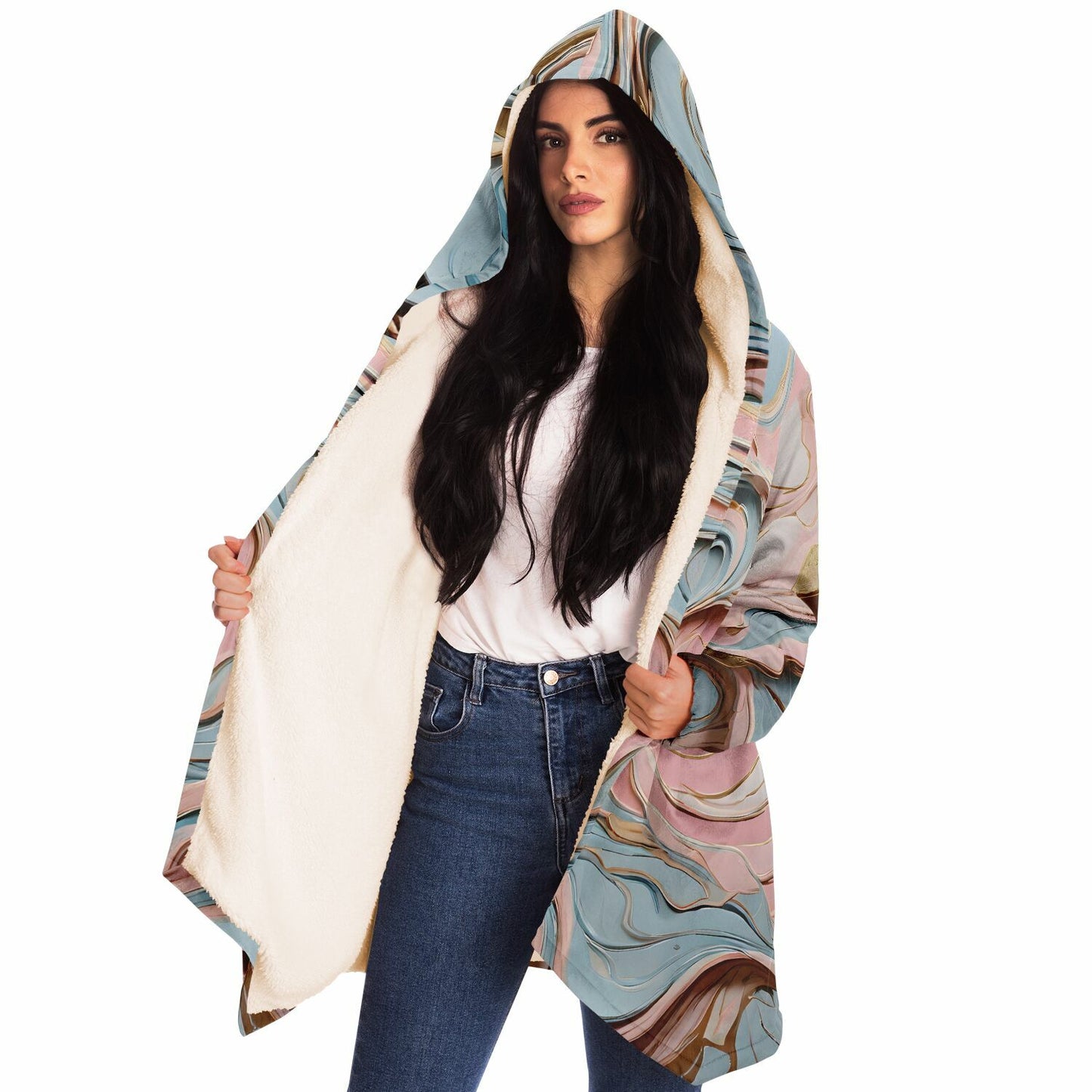 Bubblegum Festival Hooded Cloak - Sherpa Fleece with Fun Festival Aesthetics