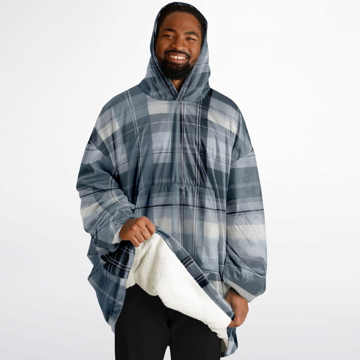 Blue Tartan Snug Hoodie - Fleece Hoodie - Essentials Hoodie
