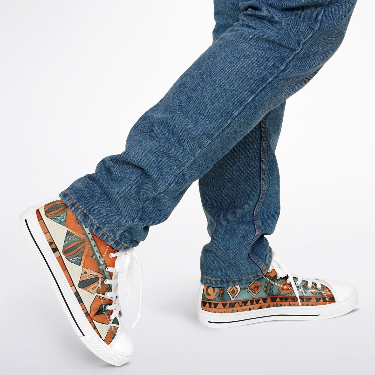 Bohemian High Tops - Abstract Unisex Festival Trainers with Bright Patterns