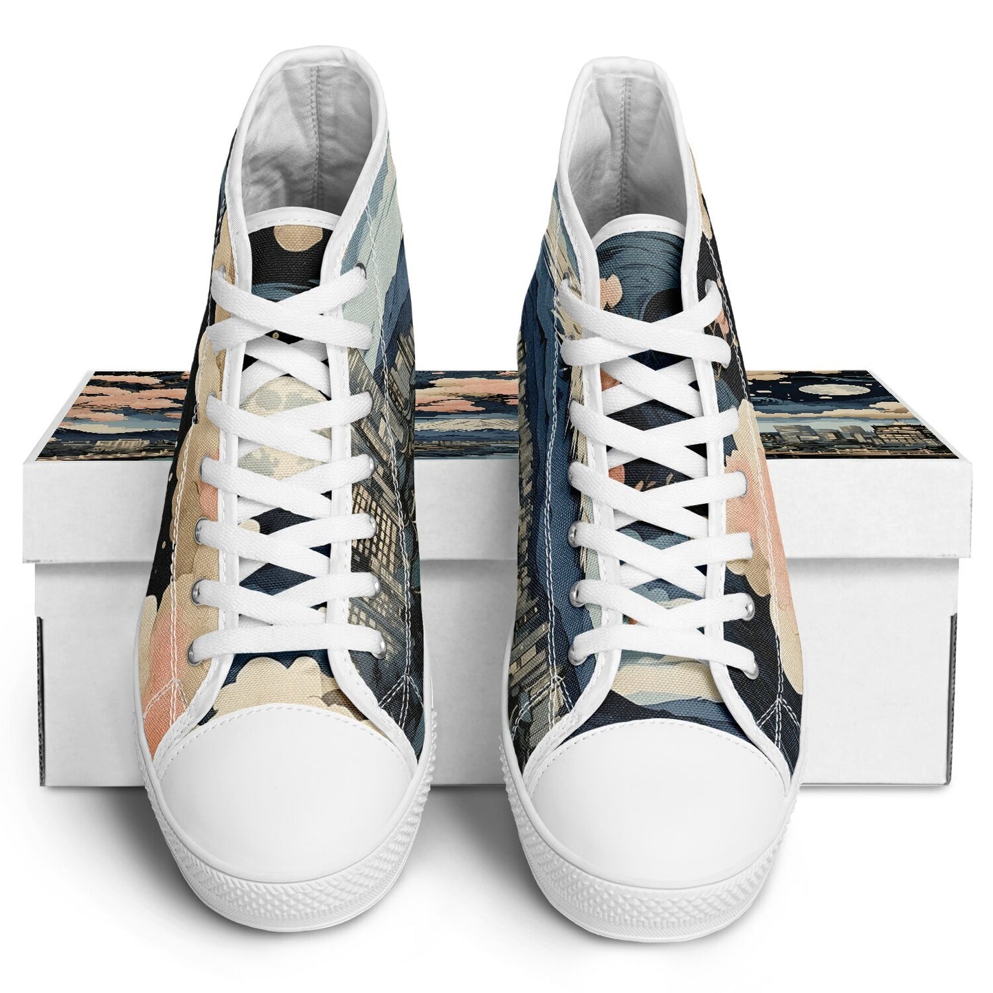 Kyoto Fantasy High Tops - Fashion Sneakers with Japanese Anime Art Rave Shoes