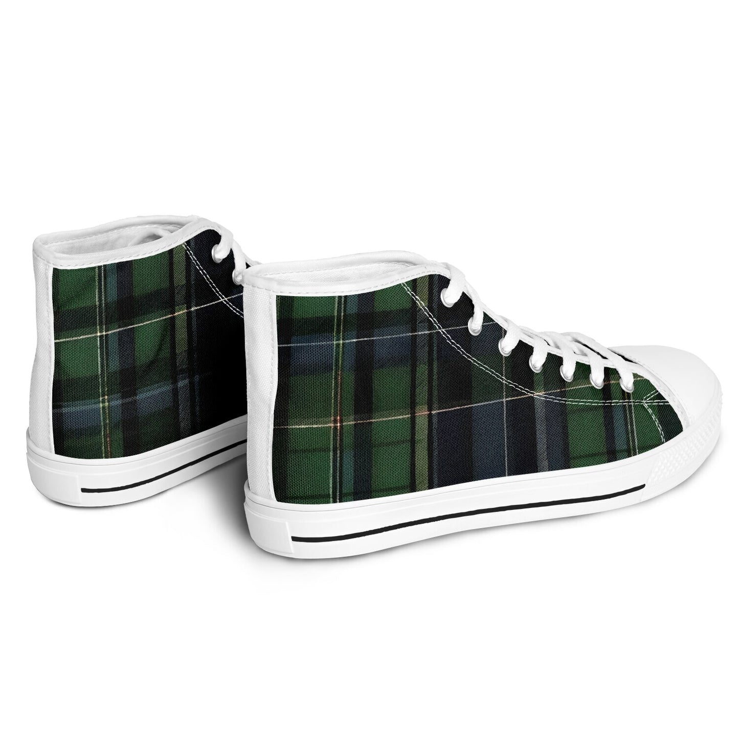 Green Tartan High Tops - Festival Sneakers