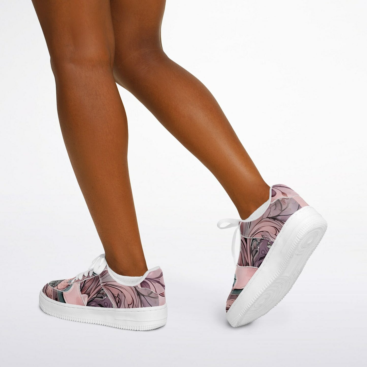 Lavender Boho Flowers Festival Trainers - Durable Rave Shoes with Pastel Floral Pattern