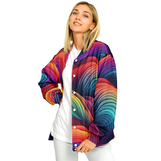 Neon Rainbow Baseball Jacket - Custom Bomber Jacket with Artistic Print