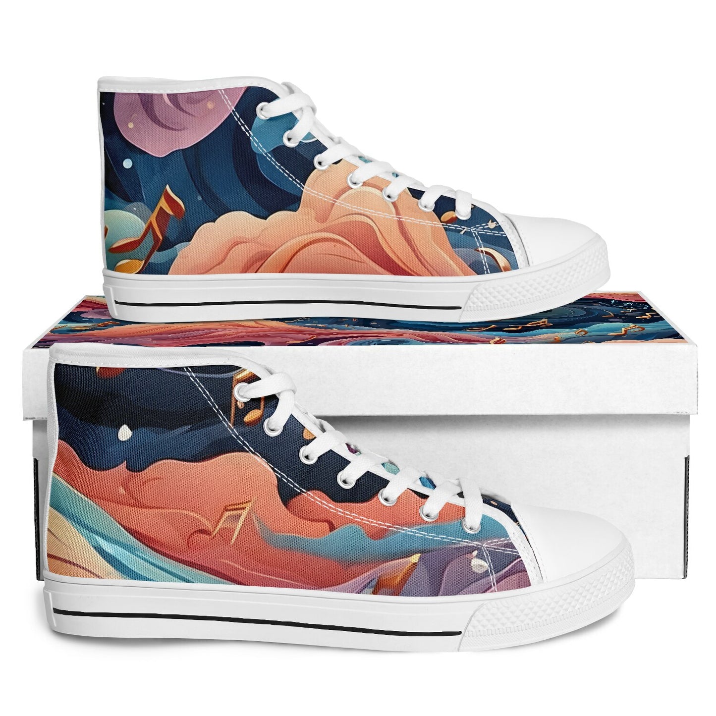 Musical Rainbow High Tops - Rave Shoes with A Bold Style and All-Day Comfort