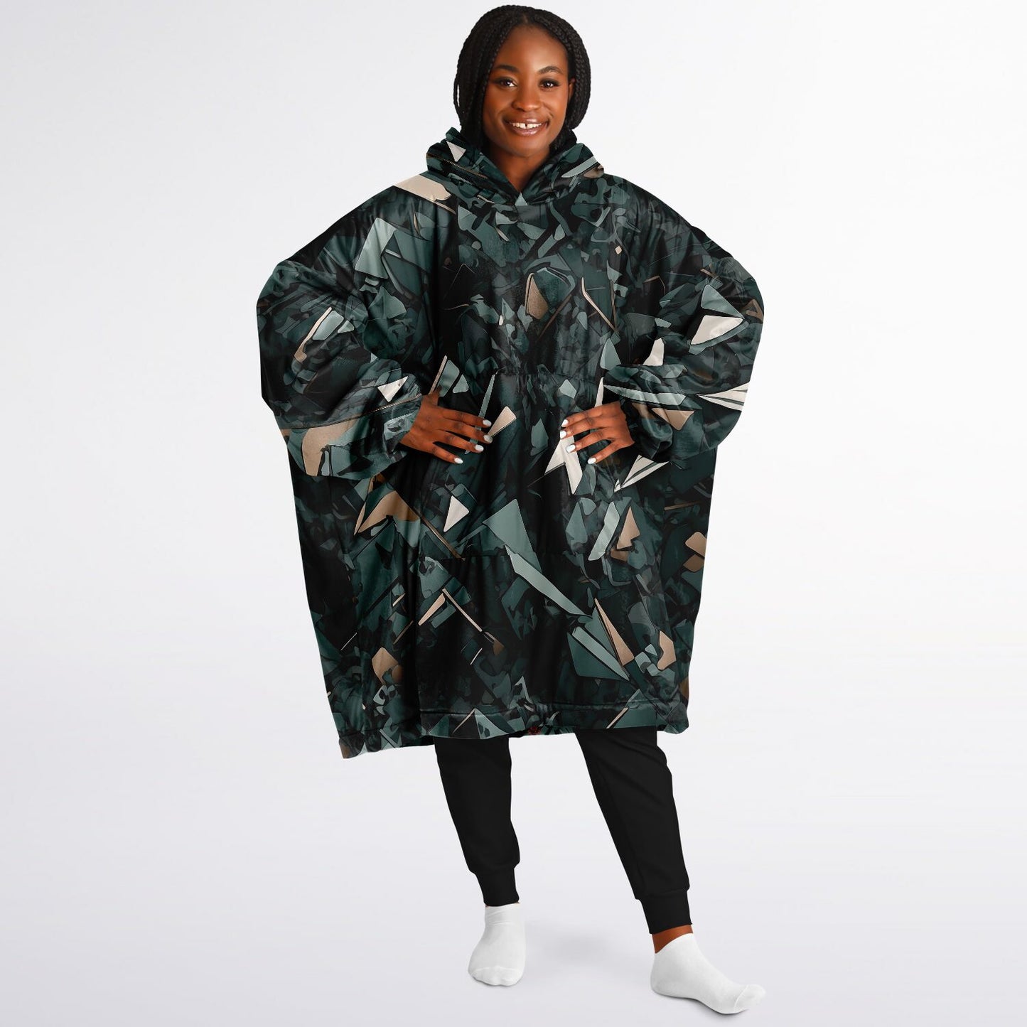 Abstract Camo Snug Hoodie - Festival Fleece Wearable Blanket - Essentials Hoodie