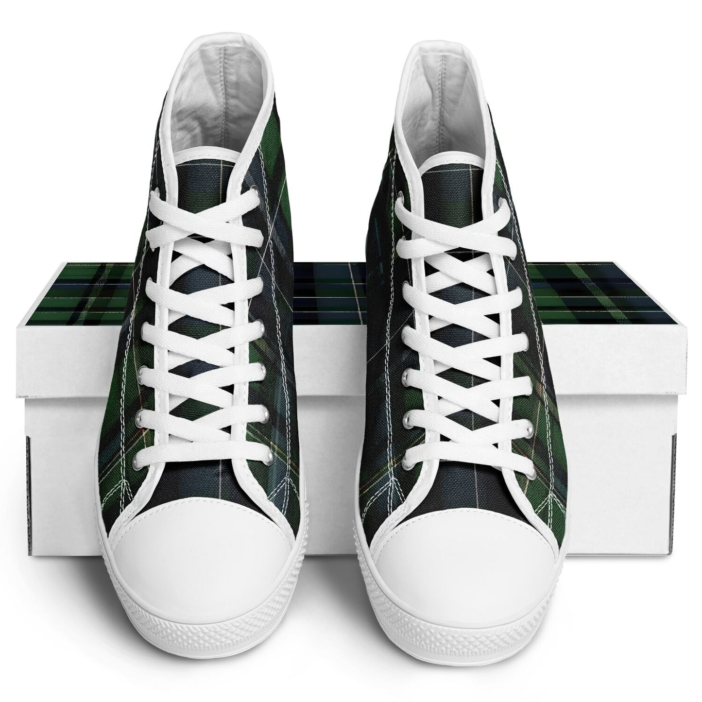 Green Tartan High Tops - Festival Sneakers