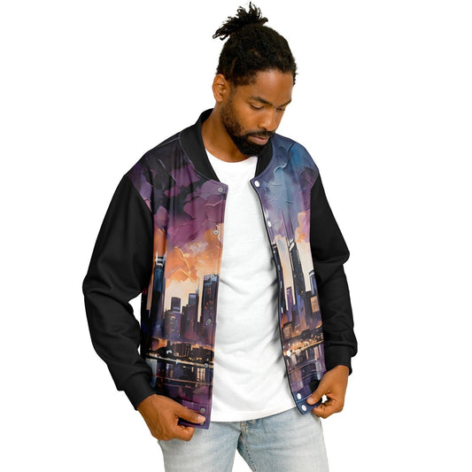 Artistic Bomber Jacket - Rave Wear with Nightlife Design