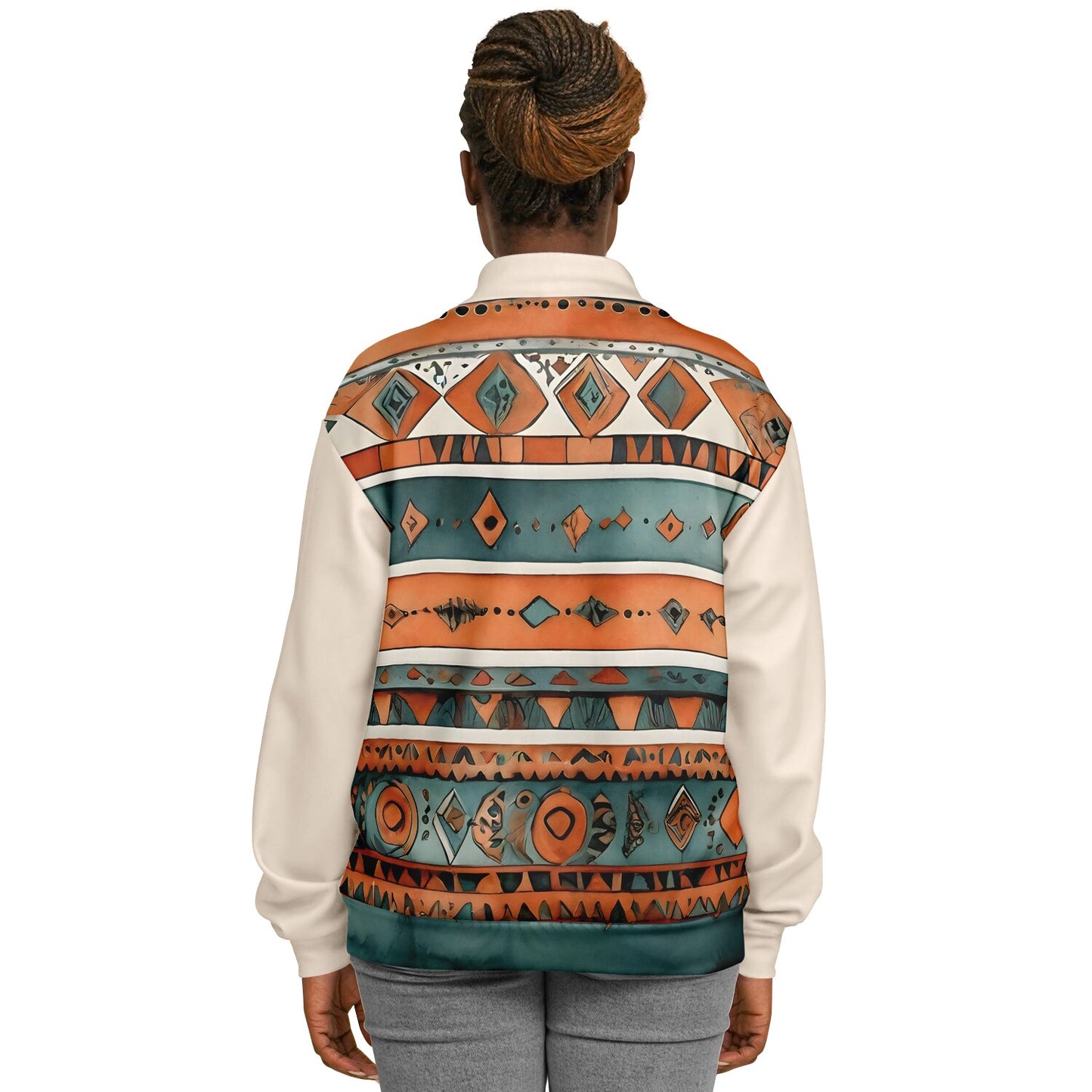 Abstract Baseball Jacket - Festival Style Comfort with Bright Patterns