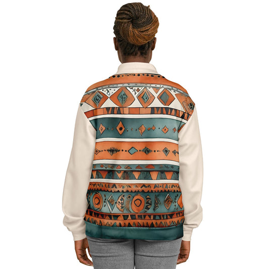 Abstract Baseball Jacket - Festival Style Comfort with Bright Patterns