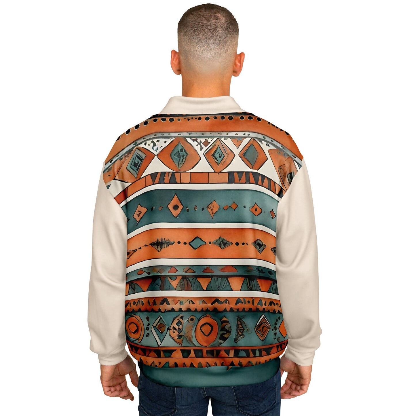 Abstract Baseball Jacket - Festival Style Comfort with Bright Patterns