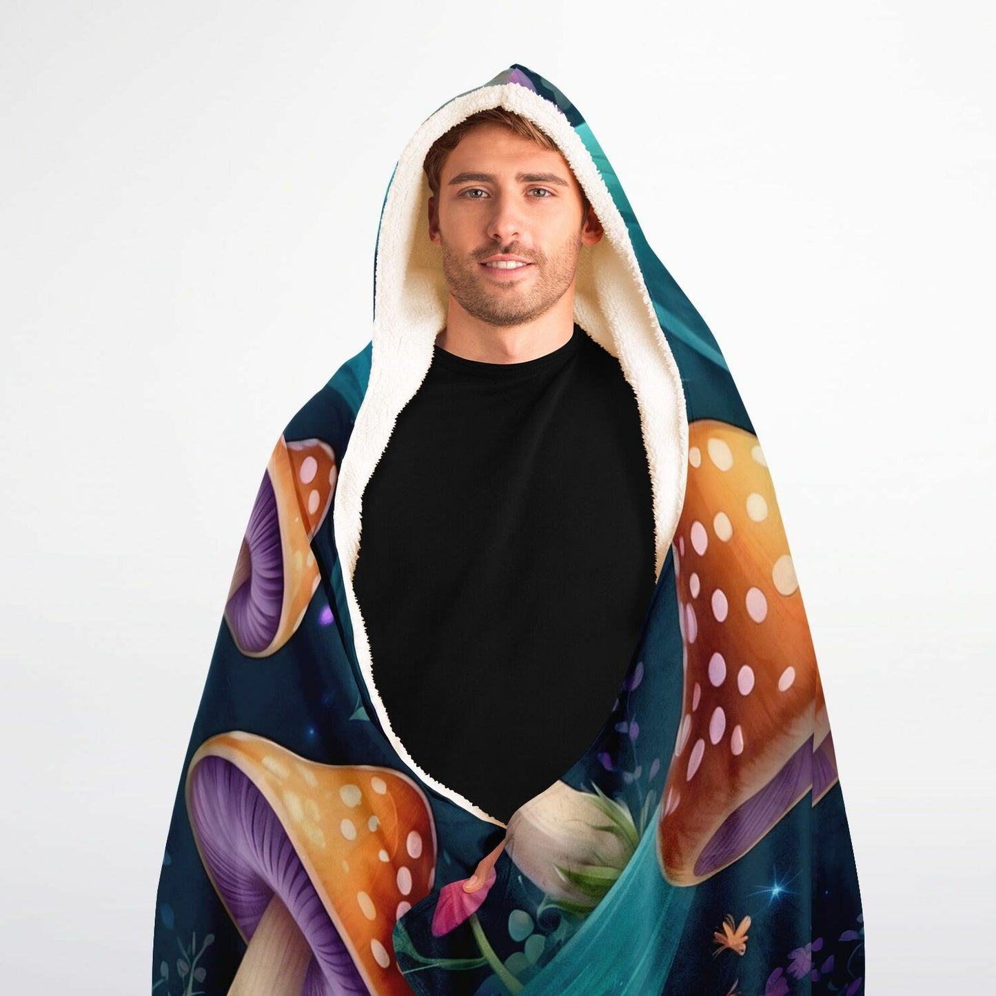 Magical Mushrooms Hooded Blanket - Ultra-Soft Hoodie Blanket with Mushroom Pattern