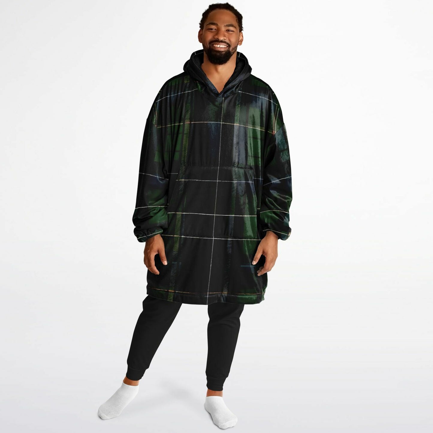 Green Tartan Snug Hoodie - Fleece Hoodie - Essential Hoodie