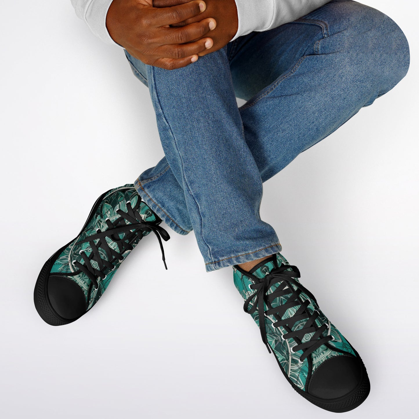 Green Mandala High Tops - Rave Shoes with A Bold Style and All-Day Comfort