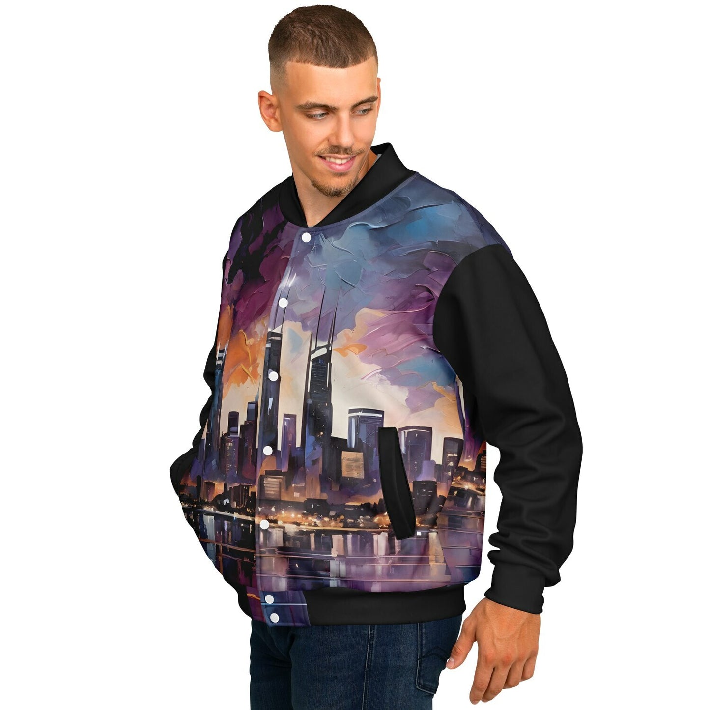 Artistic Bomber Jacket - Rave Wear with Nightlife Design