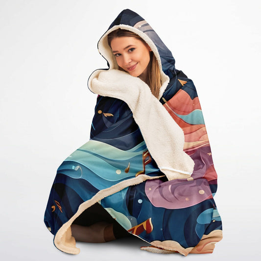 Musical Rainbow Hooded Blanket - Ultra-Soft Hoodie Blanket with Whimsical Rainbow Pattern