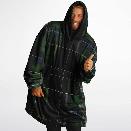 Green Tartan Snug Hoodie - Fleece Hoodie - Essential Hoodie