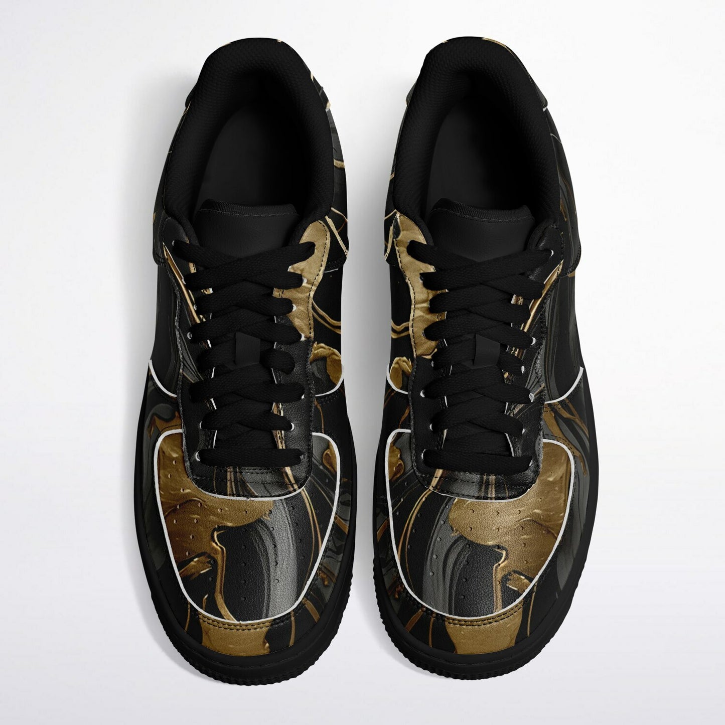 Black & Gold Marble Festival Shoes - Rave Shoes with Durability in Abstract Marble Pattern