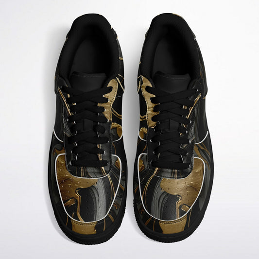 Black & Gold Marble Festival Shoes - Rave Shoes with Durability in Abstract Marble Pattern